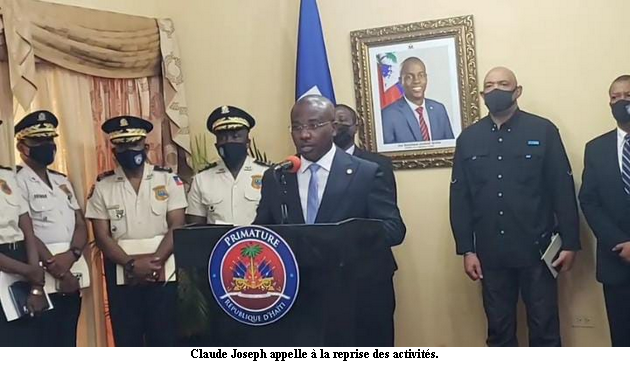 Claude Joseph appelle à la reprise des activités